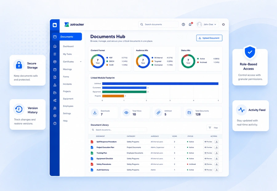ZoTracker Contractor and Document Tracking Software product view